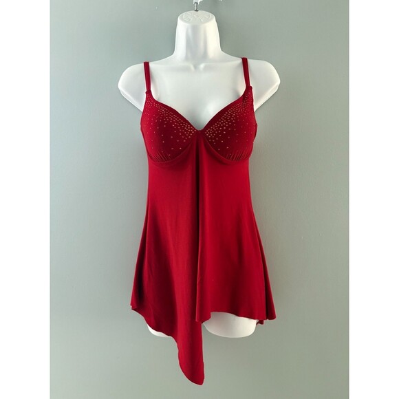 Vintage Y2K Babydoll Top Small Red Whimsical Fairy Romantic Rhinestones Cowgirl - Picture 1 of 11